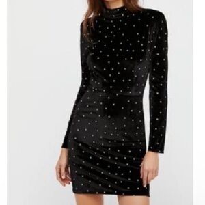 Free People Dalton Velvet polka dots mini long sleeve dress
